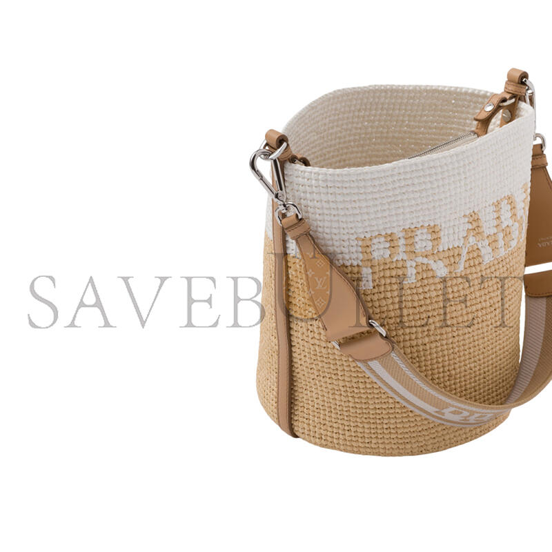 Pra*a crochet and leather mini-bucket bag 1be063 (25*23*20cm)
